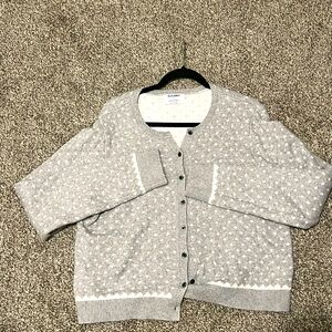 Old Navy Gray and White Cardigan Sweater
